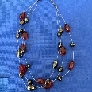 Floating Bead Necklace Triple Strand 16”